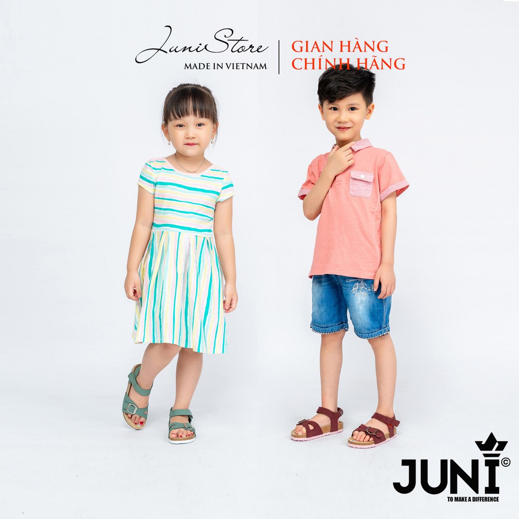 [DA BÒ THẬT] Dép sandals trẻ em KID04 (Dép da bò nguyên tấm, Quai hậu, Đế trấu êm ái cho trẻ) - Juni Store