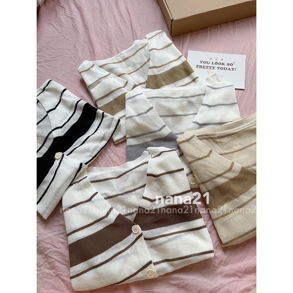 Áo cardigan mỏng kẻ ngang