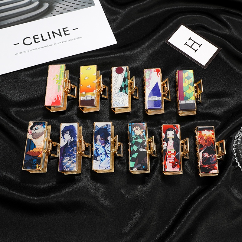 Kẹp tóc kim loại họa tiết anime Demon Slayer thời trang dễ phối đồ