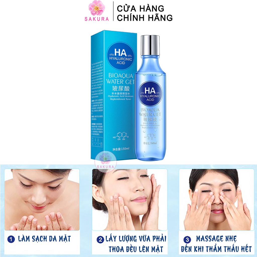 Nước hoa hồng Toner dưỡng ẩm HA BIOAQUA cấp nước nội địa trung SAKURA 150ml