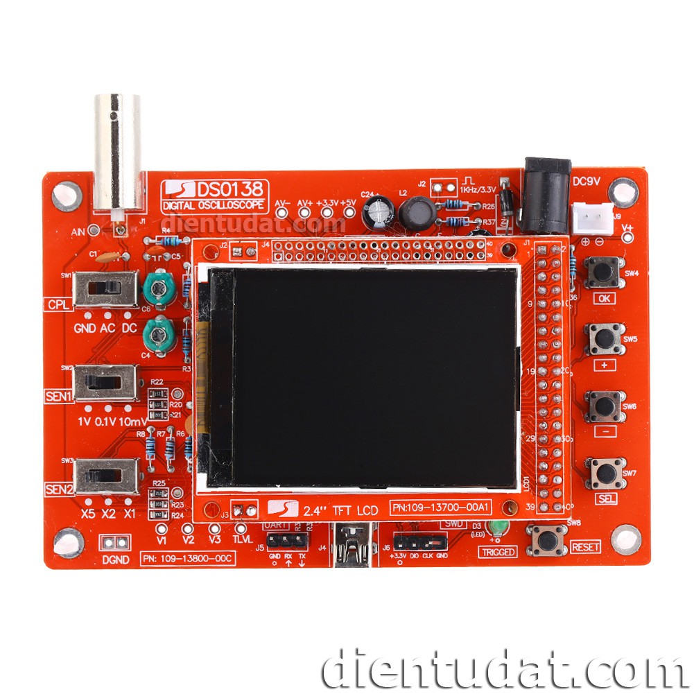 Mạch test oscilloscope DSO138 - kèm hộp mica