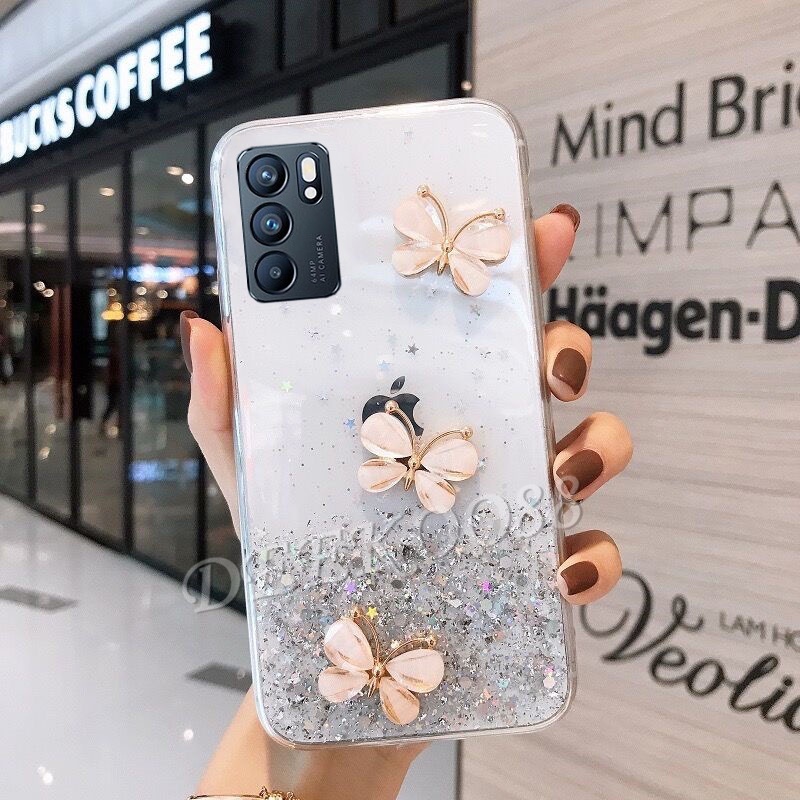 Ốp Điện Thoại Gel Kim Tuyến Hình Bướm Mềm Trong Suốt Cho oppo reno 7 4G Reno6 Z 5g R