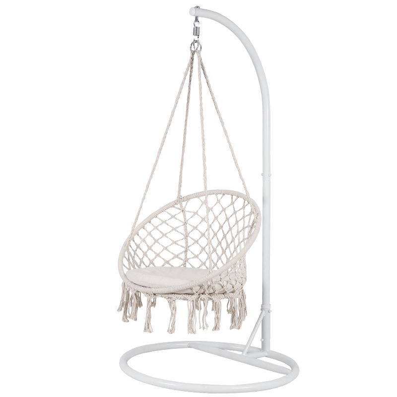 Xich đu Macrame cotton Swing kinh bắc siêu chất mầu kem Trắng- Có Cần treo đi kèm