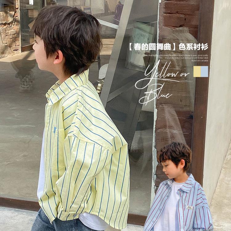 Áo Sơ Mi Cotton Tay Dài Họa Tiết Kẻ Sọc Thời Trang Xuân Thu 2022 Cho Bé Trai