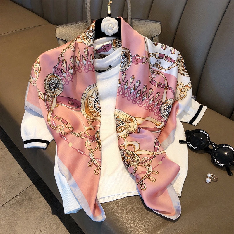 [Trang Sức Mới] Khăn Choàng Lụa Vuông Lớn 90 Hình Vuông Lớn Họa Tiết Chấm Bi Đa Năng Chất Lượng Cao Trang Trí Mới Chất Lượng Cao