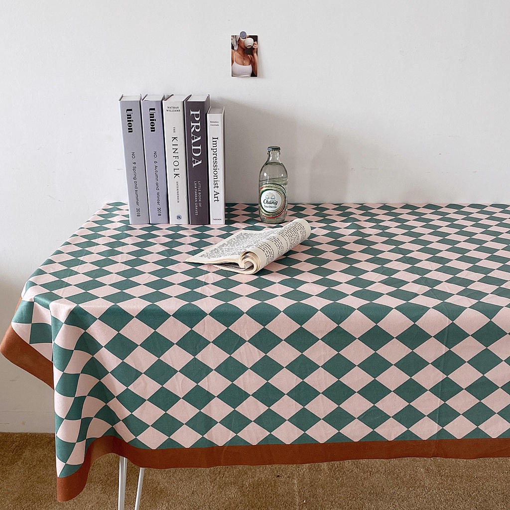 Khăn Trải Bàn Tròn/Chữ Nhật Họa Tiết Kẻ Sọc Phong Cách Hàn Quốc Sang Trọng Thời Trang