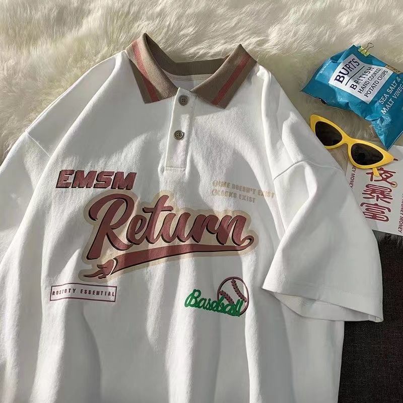 Áo polo Ngắn Tay Phong Cách Retro Mỹ Thời Trang Cho Nam