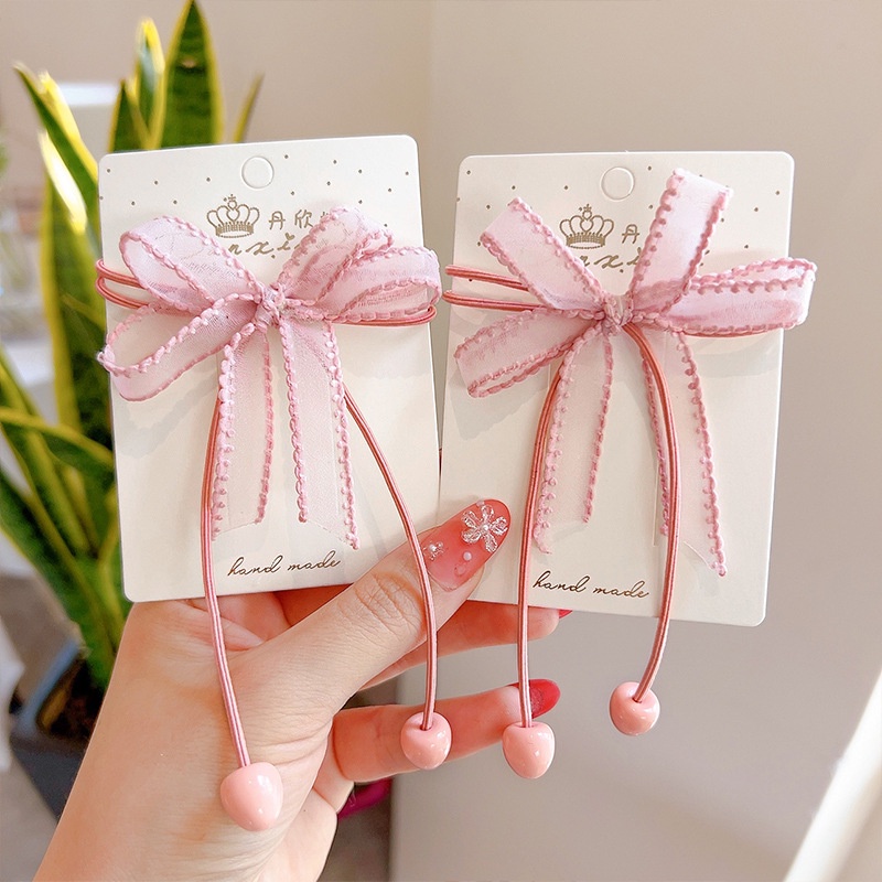 Dây Cột Tóc Đính Nơ Phong Cách Hàn Quốc Dễ Thương Cho Bé Gái