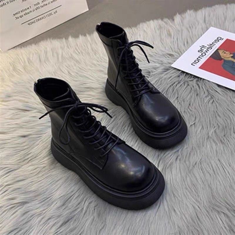 Giày Bốt Dây Buộc Đế Độn Khoá Kéo Sau Phong Cách | BigBuy360 - bigbuy360.vn