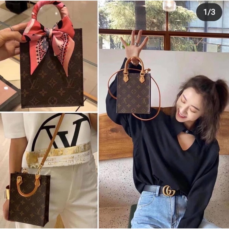 Túi Lv quai xách Petit Sac Flat dáng đứng đựng điện thoại Fullbox size 18