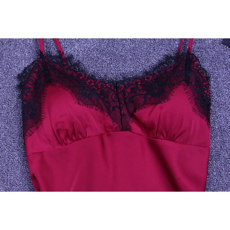 [size M/L/XL < 65KG][mút ngực] Áo choàng ngủ váy ngủ lụa sexy hai dây phối ren AM255101_đầm ngủ lụa | BigBuy360 - bigbuy360.vn