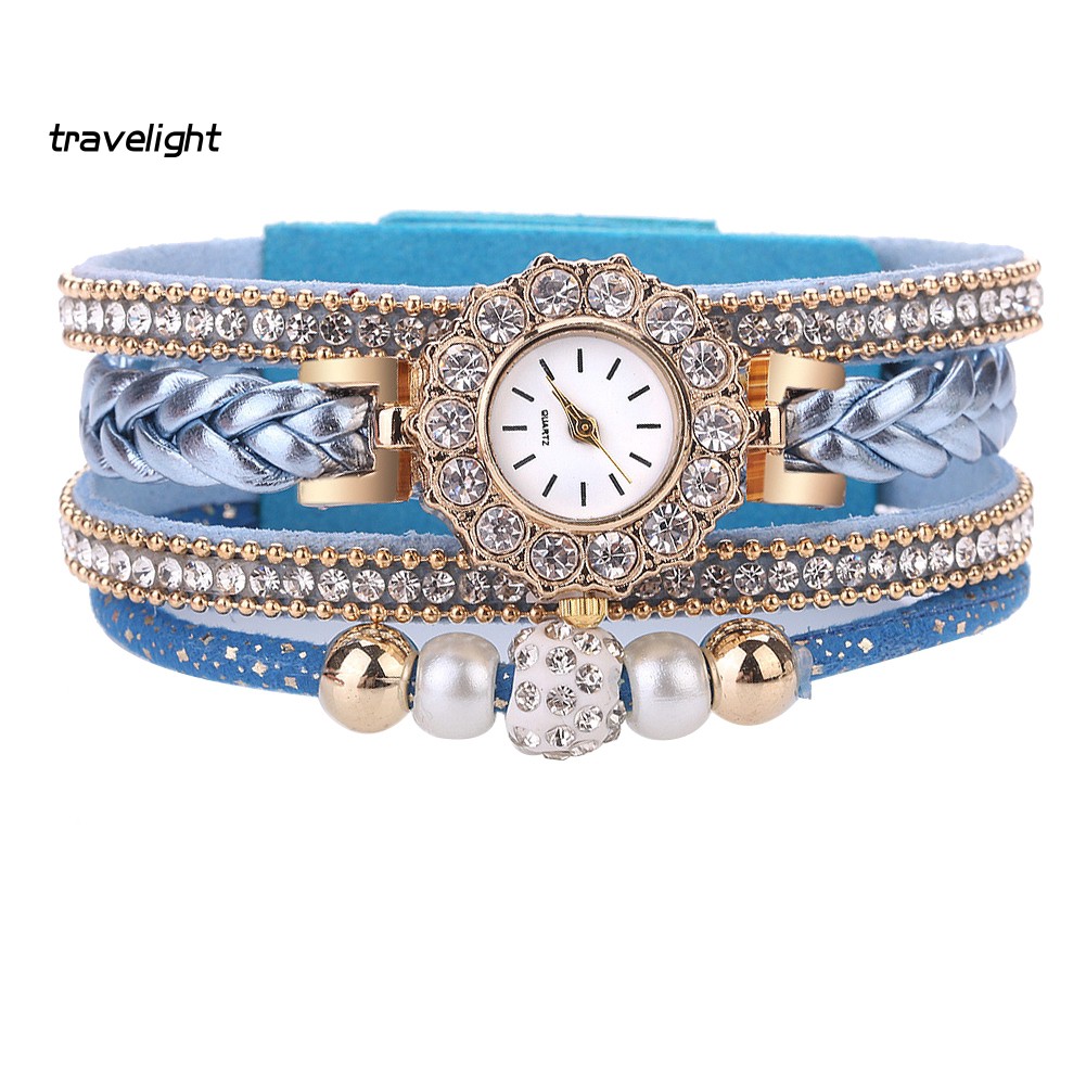 Đồng Hồ Dây Đeo Bện ĐíNh HạT Cổ ĐiểN Cho Nữ