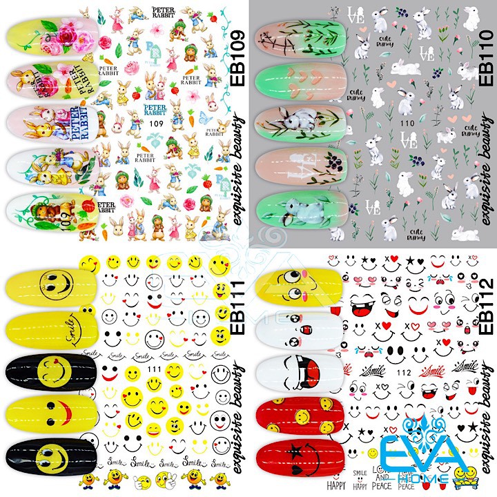 Decal Dán Móng Tay 3D Nail Sticker Hoạ Tiết Thỏ Con Peter Rabbit EB109