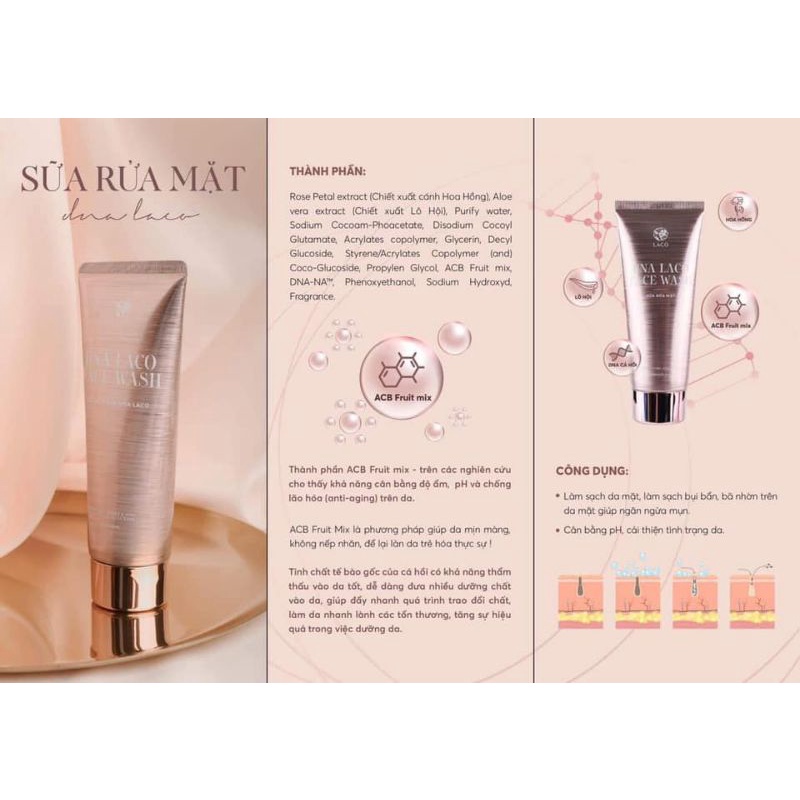 Sữa rửa mặt DNA Laco - Sạch sâu, giữ ẩm, sáng da, an toàn cho mọi loại da