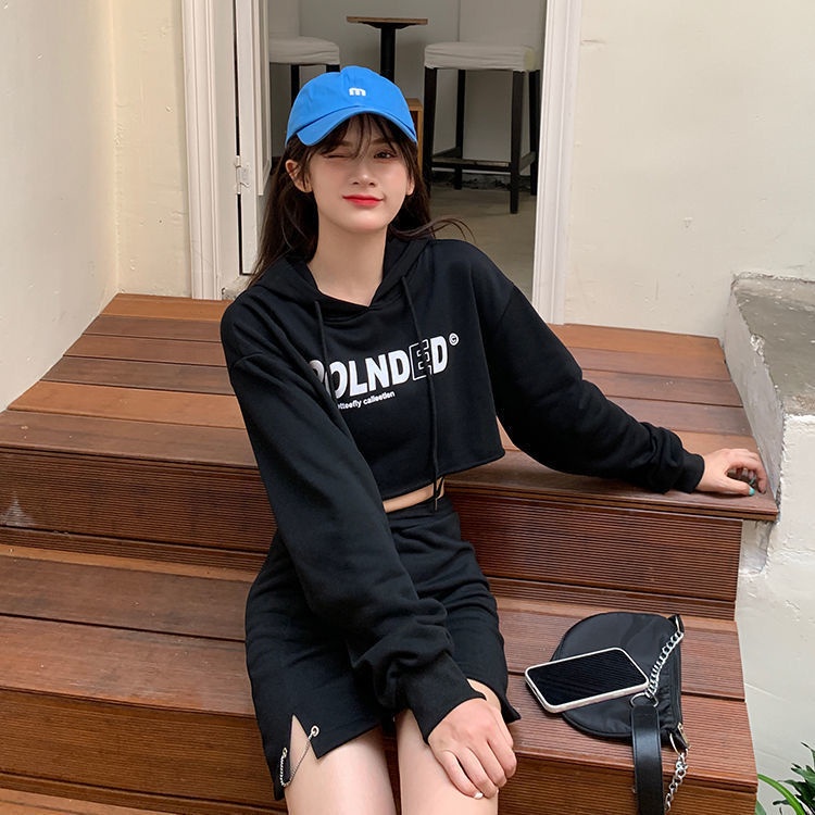 Áo Hoodie Lửng Tay Dài In Họa Tiết Thời Trang Dành Cho Nữ
