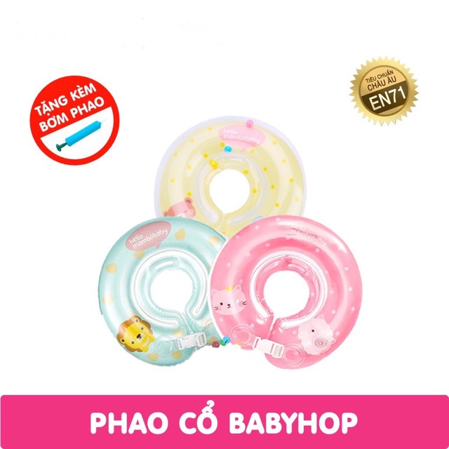 Phao cổ tập bơi Hello Mambobaby Babyhop, đồ bơi cho bé an toàn có kèm hộp và bơm phao BH-12 tháng 1 đổi 1 trong 7 ngày