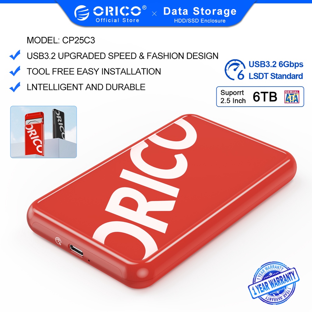 Orico Hộp Đựng Ổ Đĩa Cứng 2.5 Inch Type-C 6Gbps Hỗ Trợ UASP / TRIM Cho Laptop Notebooks (CP25)