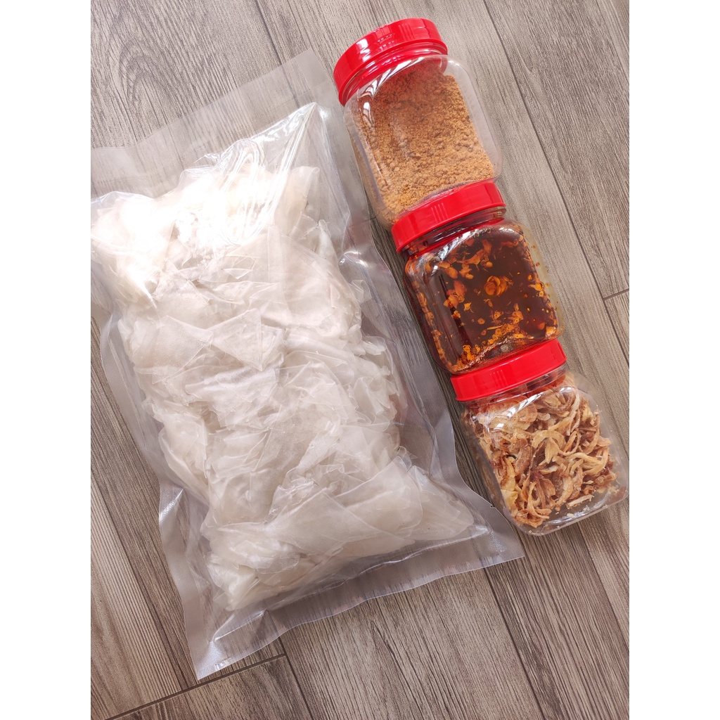 [500g PSMN sa tế hành phi] | Combo 500g bánh tráng phơi sương + hủ muối nhuyễn + hủ sa tế + hủ hành phi | Chợ Cô Thu