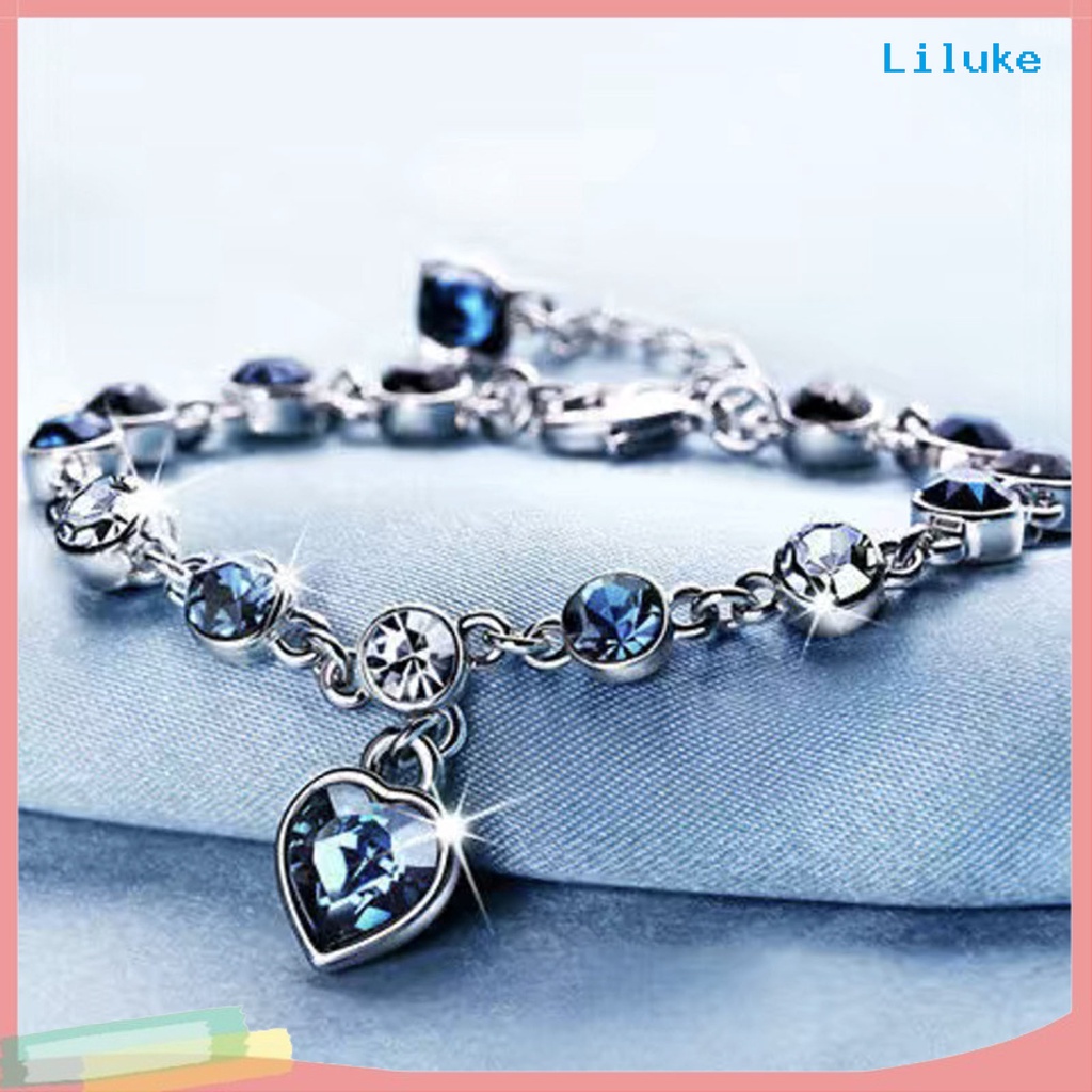 Vòng Tay Chuỗi Hạt Pha Lê Zircon Hình Trái Tim Cho Ngày Valentine