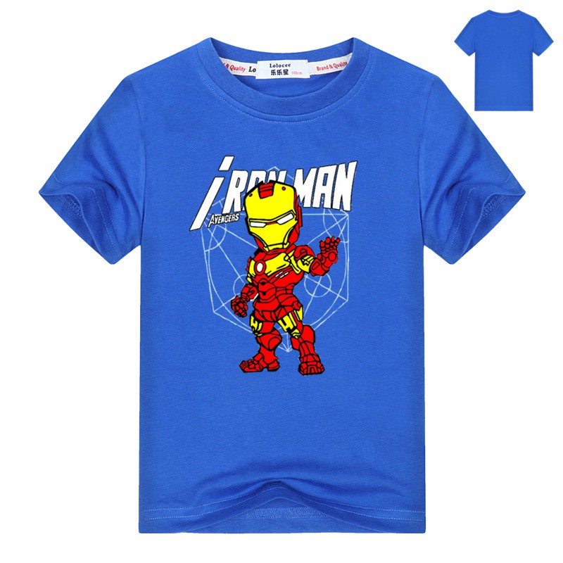 💖 Phong cách mới Siêu nhân Anime T áo sơ mi Kids Boy Hip Hop Cotton Funny Tops người Sắt 🎁