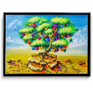 Tranh 5d gắn đá toàn bộ - Tranh Vườn cây tâm hồn