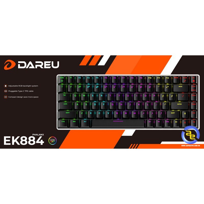 Bàn phím cơ DareU EK884 RGB Chính hãng BH 24 tháng