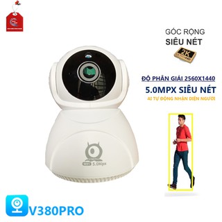 CAMERA IP WIFI V380 PRO Q8HD 5.0Mpx ( 2560X1440P ) SIÊU NÉT GÓC RỘNG - XOAY 360 ĐỘ