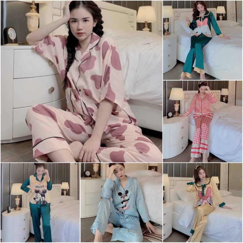 Đồ Bộ Pijama - Bộ Mặc Nhà Tay Dài Họa Tiết Sang Chảnh Siêu Mềm Mát