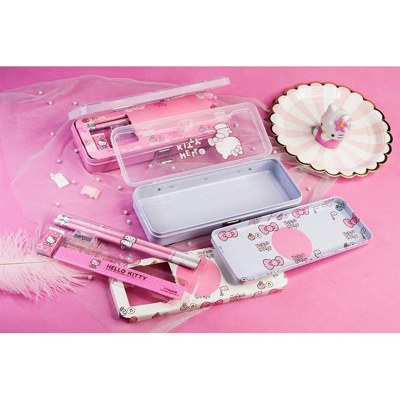Hộp Đựng Bút Trong Suốt Hình hello kitty Dễ Thương