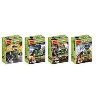 Mô hình lắp ráp Non Lego Lính Modern War Xanh ( 4 hộp )