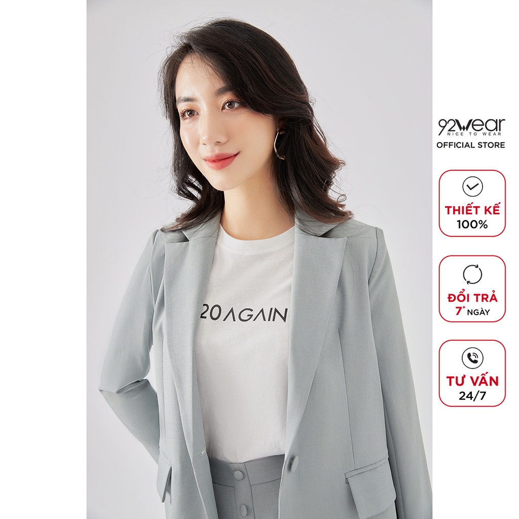 Áo vest nữ 92WEAR chất tuýt si màu Vàng Đen Hồng Ghi blazer công sở dài tay hàn quốc trơn VBA1218