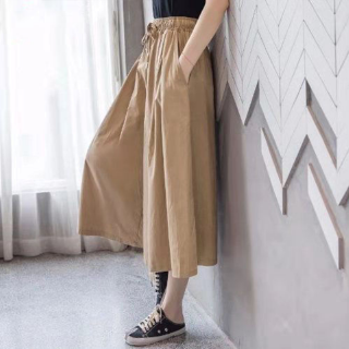 Quần Cotton Ống Rộng Lưng Cao Thời Trang 2020 Dành Cho Nữ