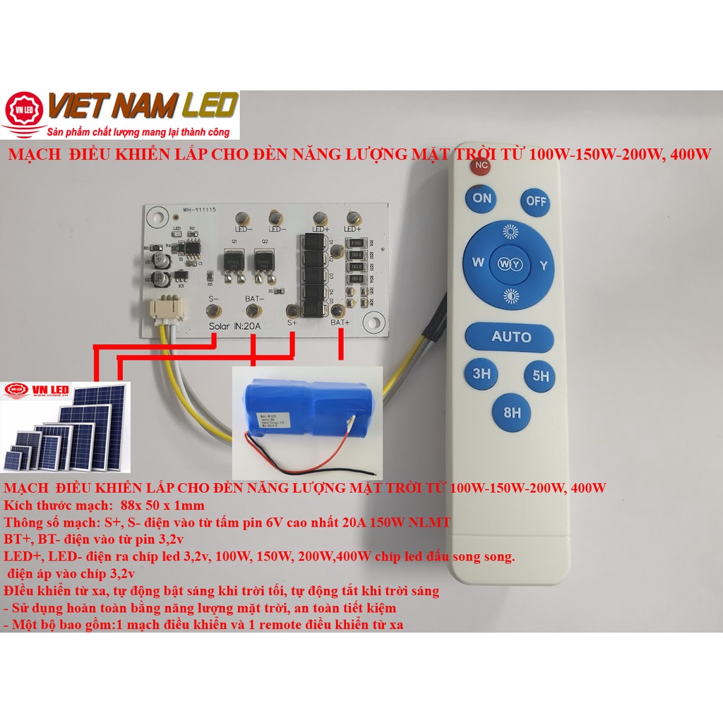 MẠCH ĐIỀU KHIỂN LẮP CHO ĐÈN NĂNG LƯỢNG MẶT TRỜI 20ATỪ 100W-150W-200W, 400W