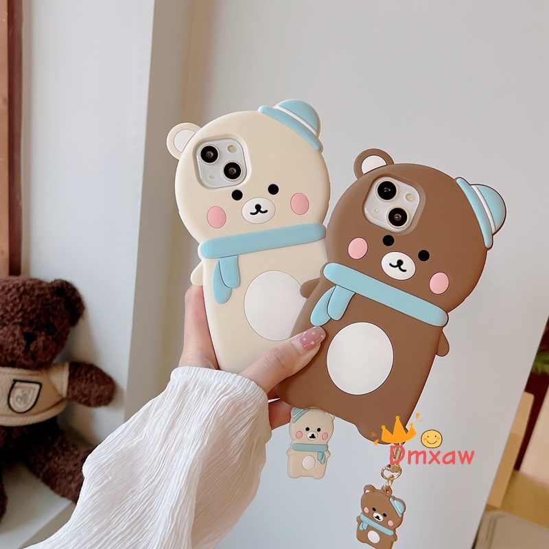 Ốp Điện Thoại Silicon Hình Gấu Nâu Đeo Khăn Choàng Cho iPhone 13 Pro Max 12 11 Pro Max X XR XS Max 8 7 6 6s Plus SE 2020