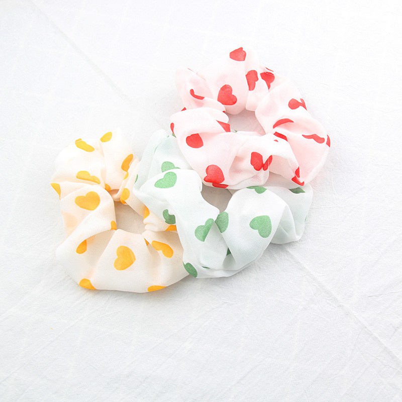 Combo 2 dây buộc tóc scrunchie sắc màu hình tim