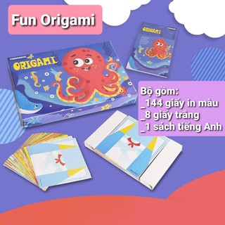 BỘ GẤP GIẤY FUN ORIGAMI 144 TỜ GIẤY IN MÀU SẮC NÉT (KÈM HD CÁCH GẤP CHO BÉ) / BỘ GẤP GIẤY BẠCH TUỘC