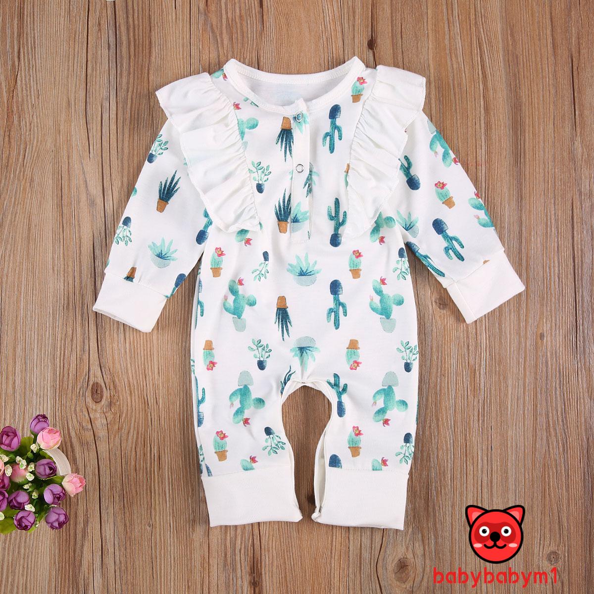 Jumpsuit Tay Dài Hoạ Tiết Trái Dâu Đáng Yêu Cho Bé Gái 0-24 Tháng Tuổi 2020