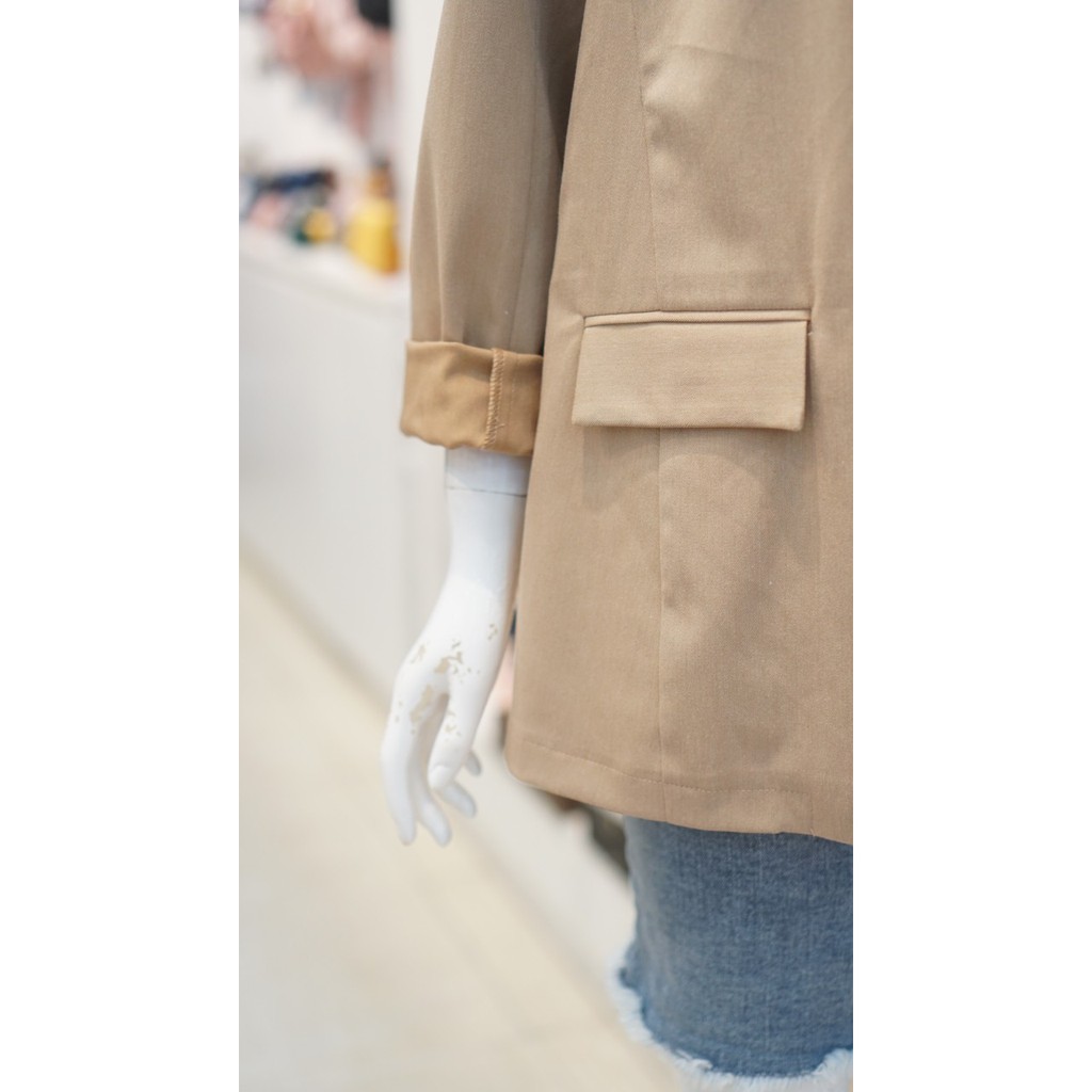 Blazer Trơn Kaki Dáng Dài 063