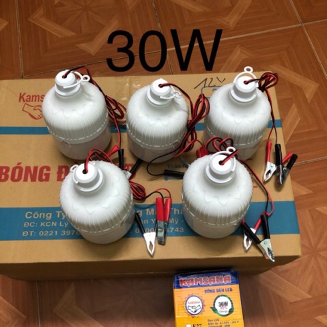 Bộ 5 Bóng Đèn LED 12V/30W kẹp bình ẮcQuy.