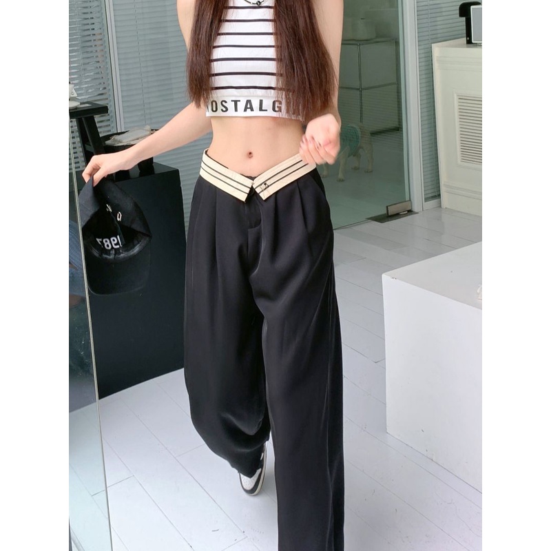 QKOOLE Quần dài  ống rộng phong cách Hàn Quốc cho nữ