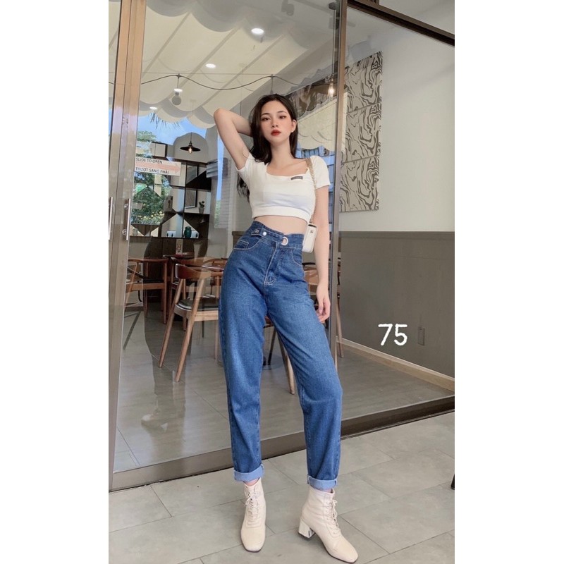 QUẦN JEAN BAGGY CẠP CAO PHỐI ĐAI KIỂU SIÊU HOT [ CLIP THẬT] [FREESHIP] hàng loại 1, VẢI DÀY | BigBuy360 - bigbuy360.vn