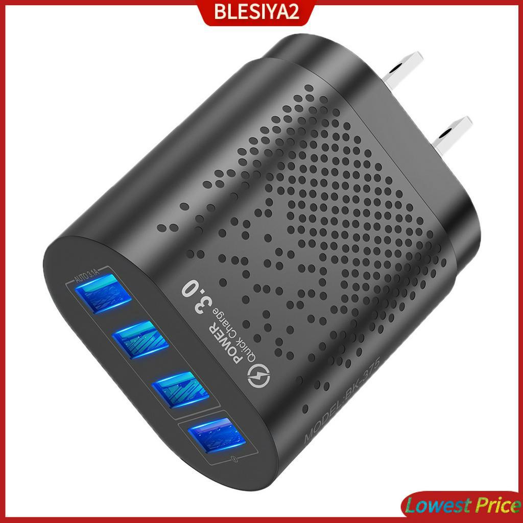 Củ Sạc Nhanh QC 3.0 4 Cổng USB Phích Cắm US Màu Đen