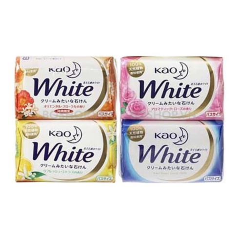 Bánh xà phòng tắm KAO white 130g Nhật Bản hương hoa hồng, hoa ly, chanh, hương sữa