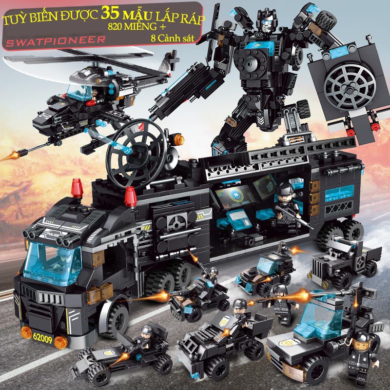 Bộ Đồ Chơi Xếp Hình lego cảnh sát ROBOT, Máy Bay,Tàu Chiến