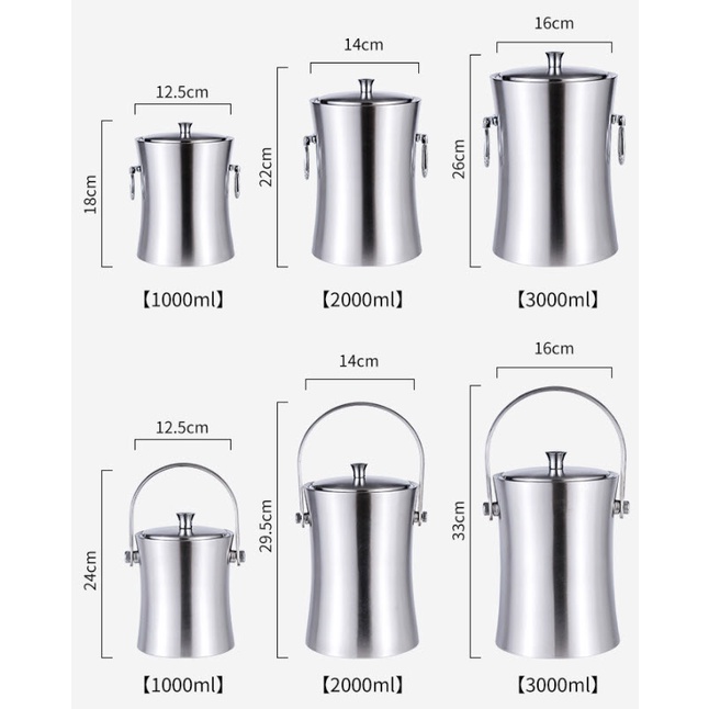 Xô đá inox 2 lớp cách nhiệt Minhu MH022