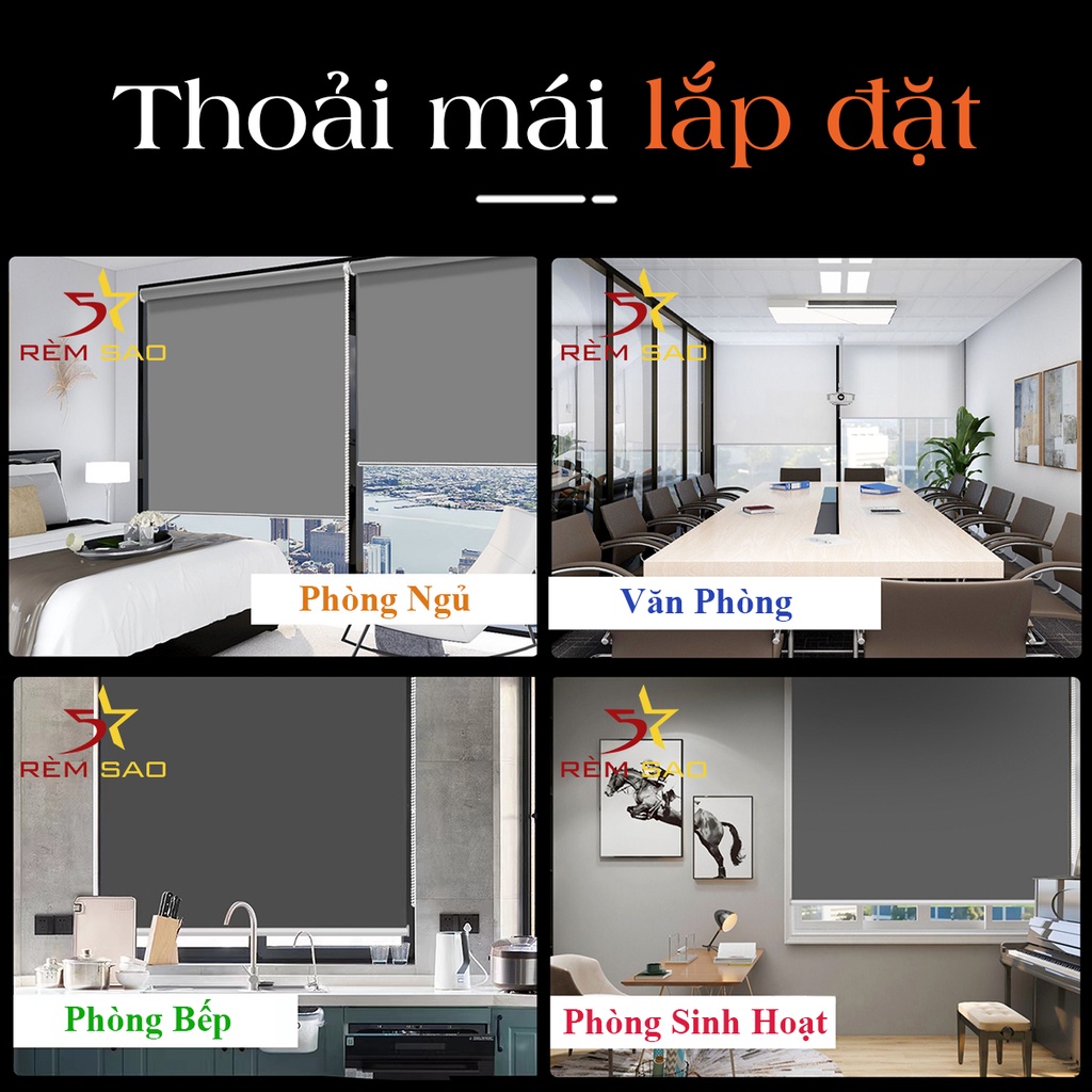Rèm Cuốn Chống Nắng 100%, Cửa Sổ, Văn Phòng, Nhận Làm Theo Yêu Cầu - Rèm 5 Sao