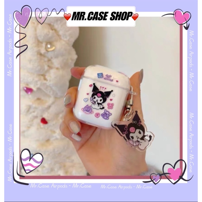 Case Airpods 1/2 /Pro Vỏ Ốp Tai Nghe Hình Hoạt Hình Kuromi  Kèm Móc - Mr.Case AirPods