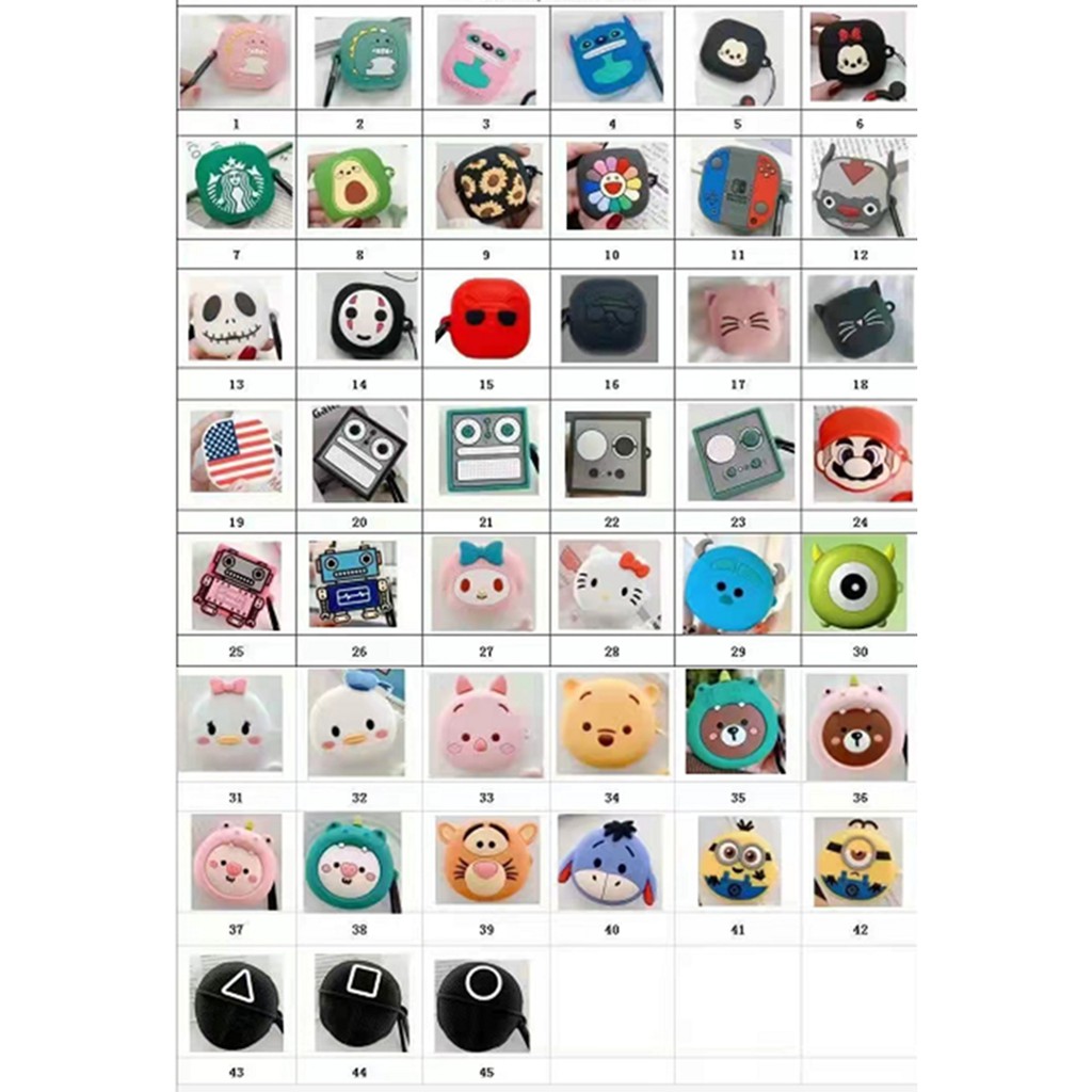 Vỏ silicon dẻo hoạt hình bảo vệ hộp tai nghe không dây Samsung Galaxy Buds 2 TWS  Samsung Buds Pro / Buds Live / Buds 2 Pro