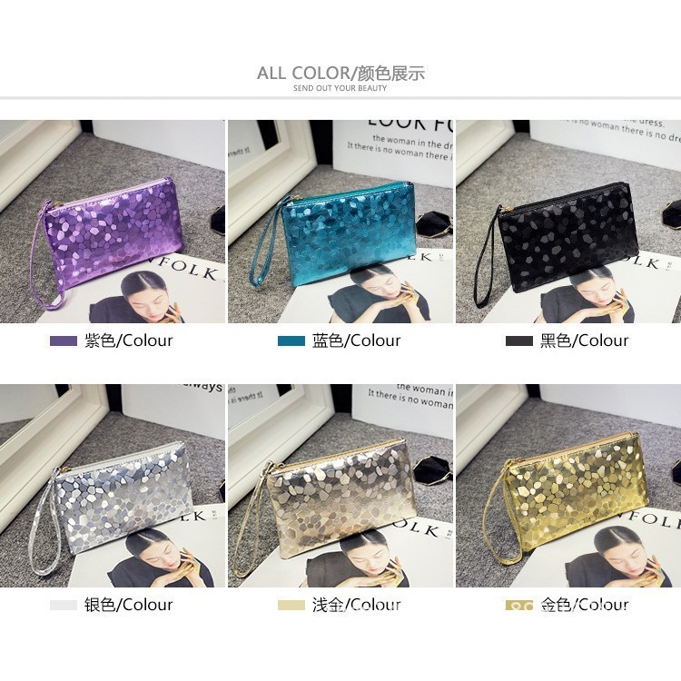 Raya Promot Women Shiny Long Purse Wallet Clutch Card Coin Holder Zipper Bag Beg
