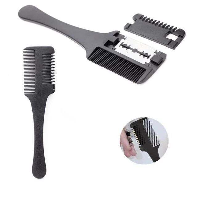 Lược Tỉa Tóc Kẹp Dao Cạo 2in1 Cao Cấp - Lược Chải Đầu Cắt Tóc Tỉa Chân Tóc Tạo Kiểu Tóc Đa Năng - Có Dao Lam Kèm Theo